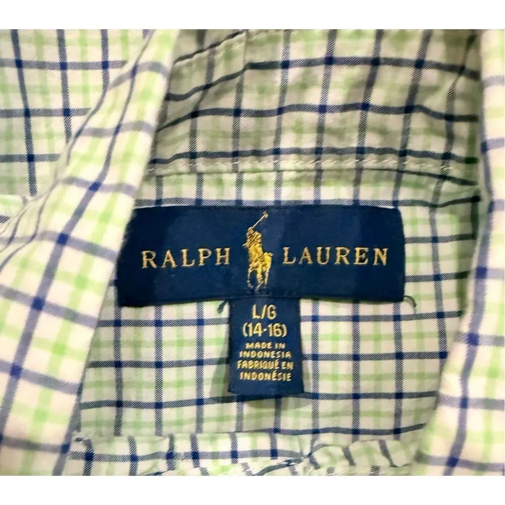 Ralph Lauren Boys Plaid Button Down Shirt Sz.M (10-12) Preppy Classic